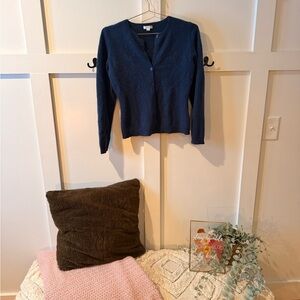 Garnet Hill Deep CASHMERE Blue Sweater